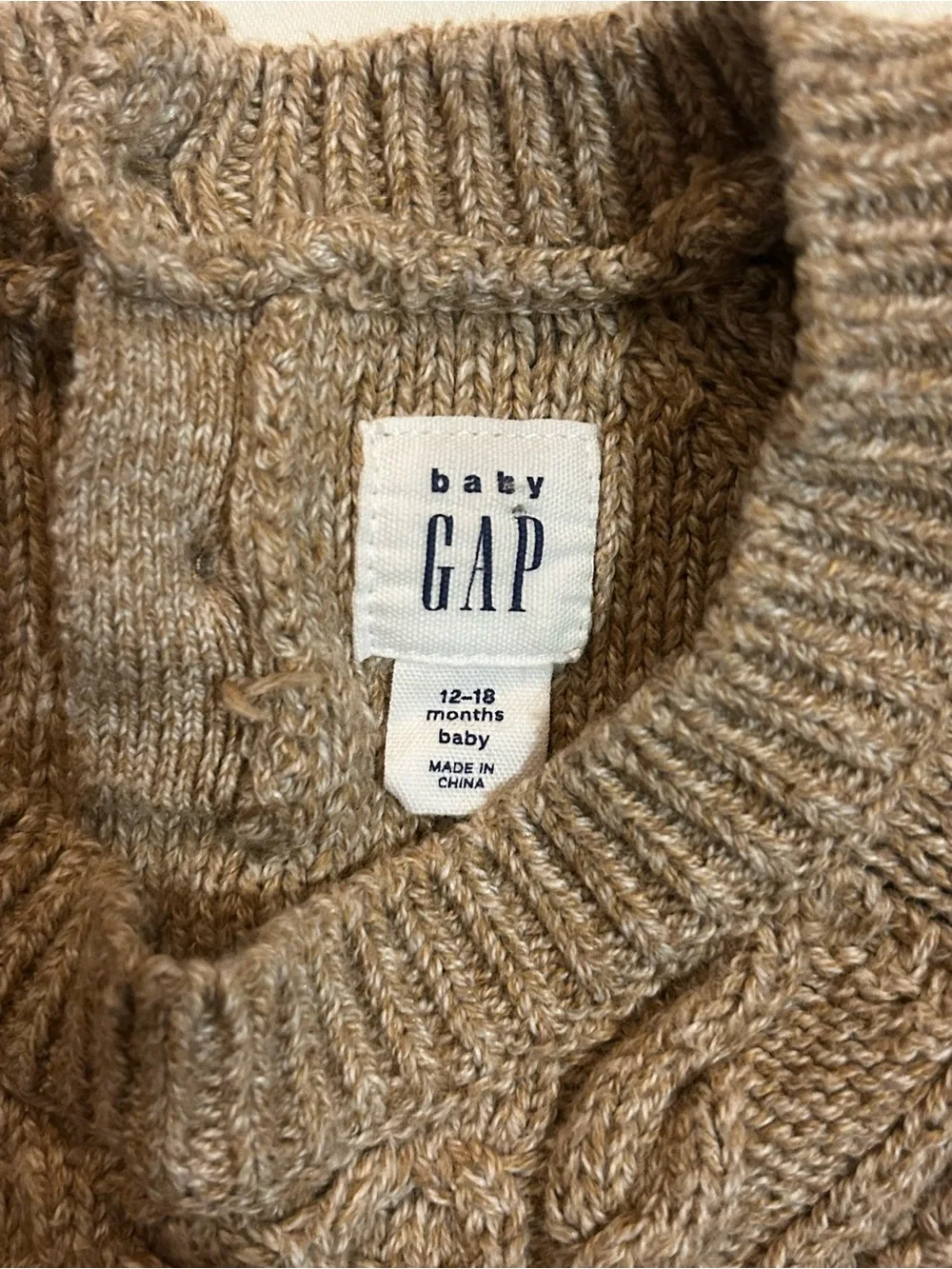 Baby GAP Cable Knit Crew Sweater - Taupe